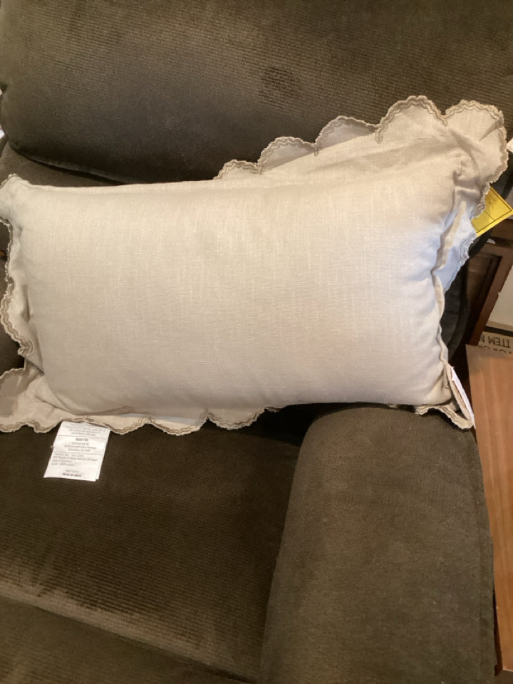I Design Brown Linen Scalloped Pillow