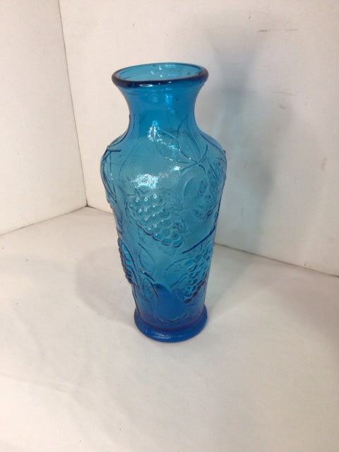 Vintage Blue Glass Fruit Vase