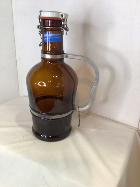 Vintage Brown/Silver Glass Bottle