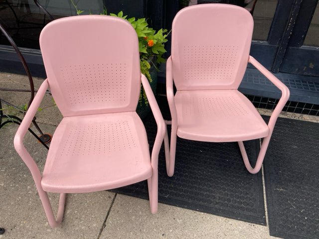 Retro Metal Bouncy Pink Chair Set