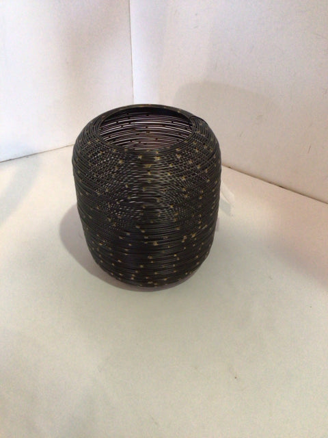 Candleholder Black/Gold Wire Lantern