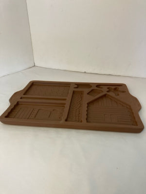 Longaberger Pan Brown Pottery Gingerbread House Holiday Item