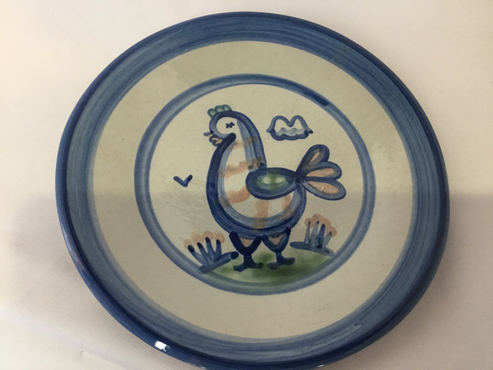 M.A. Hadley Gray/Blue Pottery Bread Plate