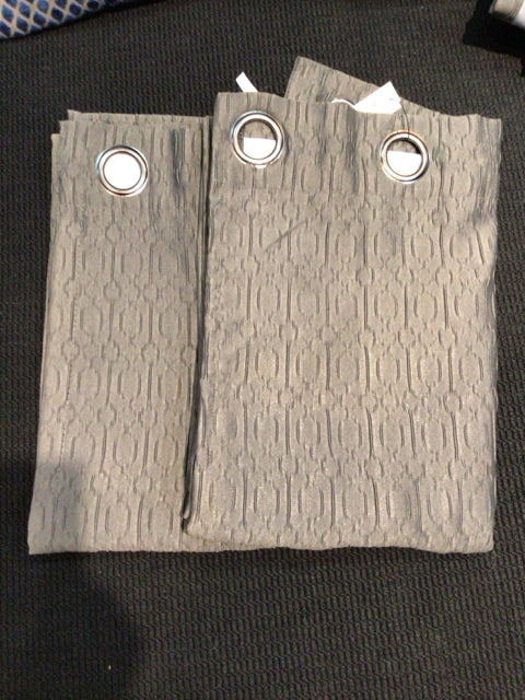 2 Panels Gray Polyester Draperies/Curtains