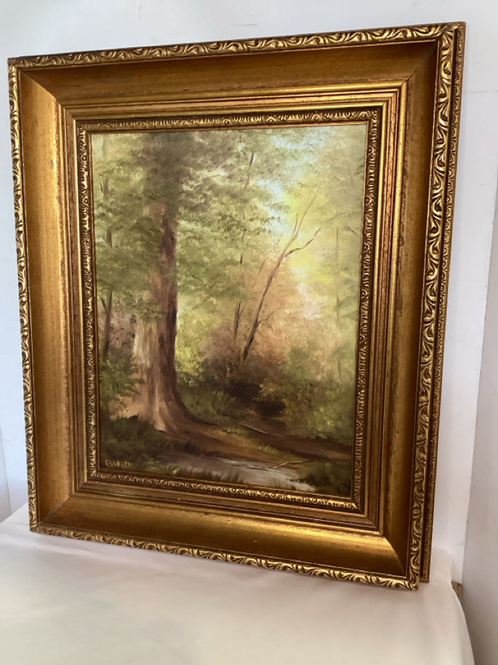 Mid Century Gold Landscape Framed Art