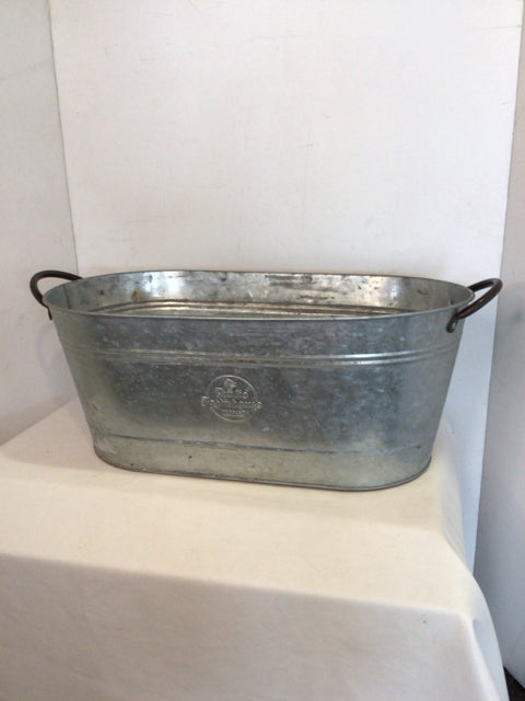 Silver Metal Oval Bucket