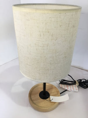 Black/Natural Metal/Wood Stick Lamp