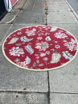 Safavieh Round Wool Floral Red/Multi Rug