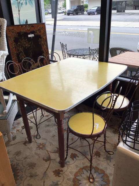 Vintage Laminate 4 Chairs Yellow Table & Chairs