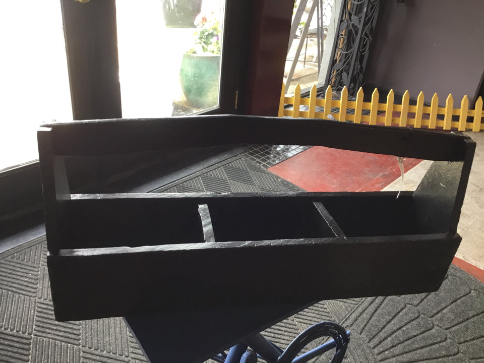 Vintage Wood Tool Caddy Black Box