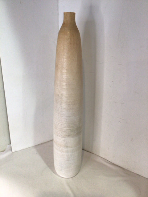 West Elm Cream Wood Vase