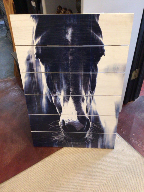 Wood Horse White/Black Wall Decoration Art