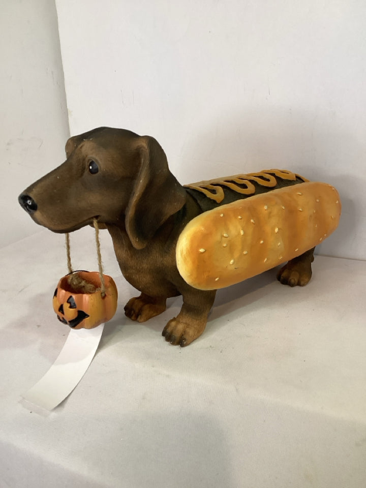 Halloween Brown/Orange Resin Dachshunds Holiday Item