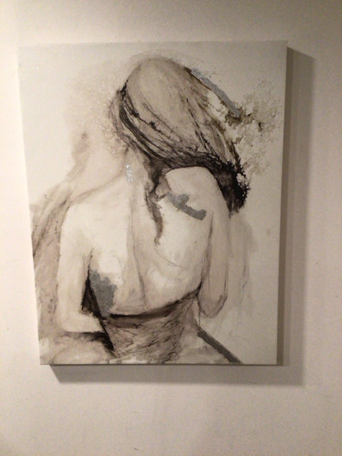 Abstract Black/White Canvas Woman Stretch Canvas Art