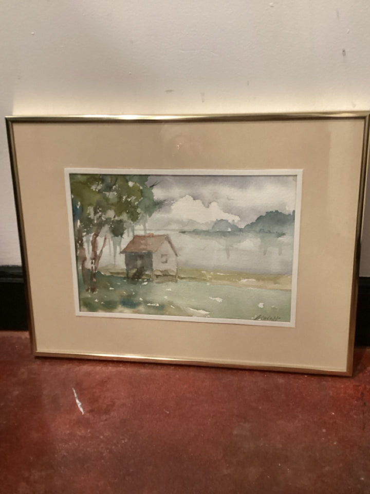 Signed Cottage Framed Art