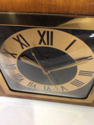 Telechron Vintage Art Deco Brown Wood Mantle Clock