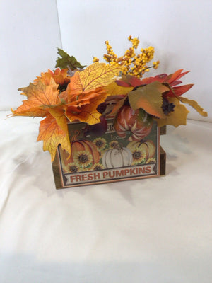 Fall Multi-Color Wood Faux Flowers Holiday Item