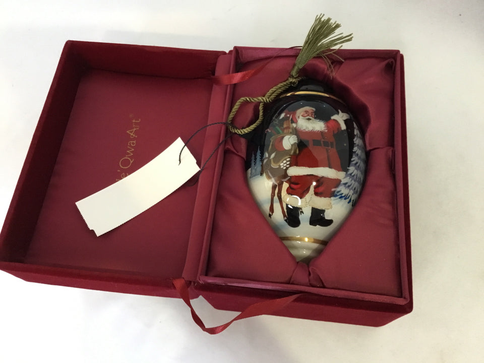 Christmas Blue/Red Glass Ornaments Santa Holiday Item