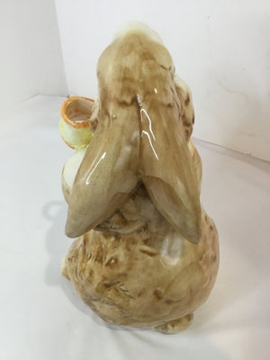 Tan/White Ceramic Bunny Figurine