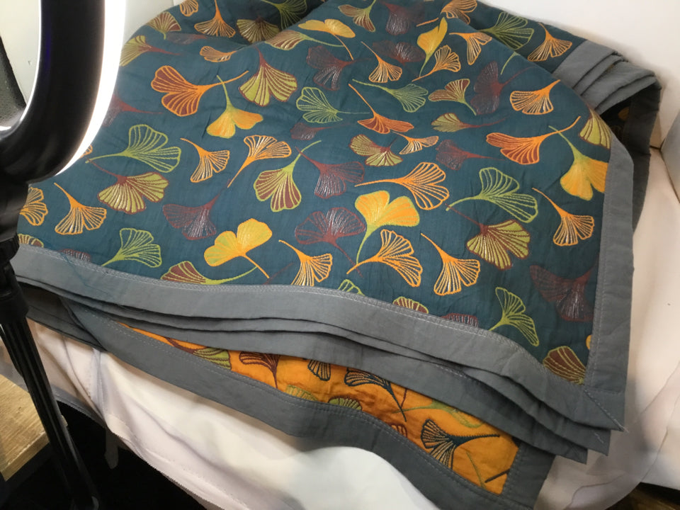 King Bohemian Polyester Ginko Leaves Yellow/White Bedding