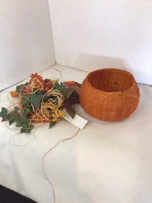 Fall Orange/Multi Wicker Pumpkin Basket Holiday Item