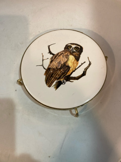 Hot Pot Brown/White Ceramic Owl Tray