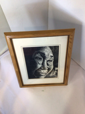 Signed Black/White Woman Framed Art