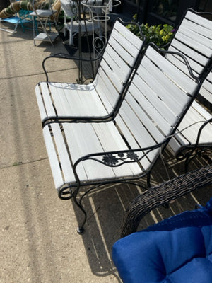 Black/White Metal Framed Outdoor/Outside Bench