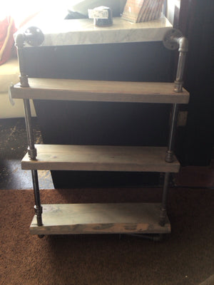 Industrial Brown/Gray Steel Wood Hanging Shelf