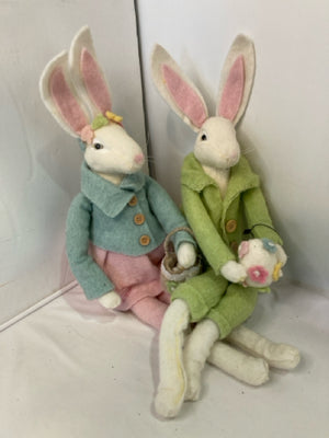 Easter Pink/Green Felt Bunnies Stuffed Animal