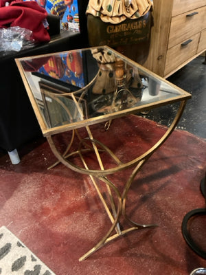 Fortin Side Metal/Glass Gold Table