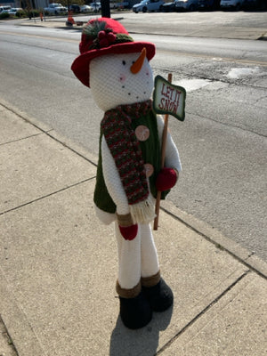 Oversized White/Red Polyester Plush Snowman Holiday Item