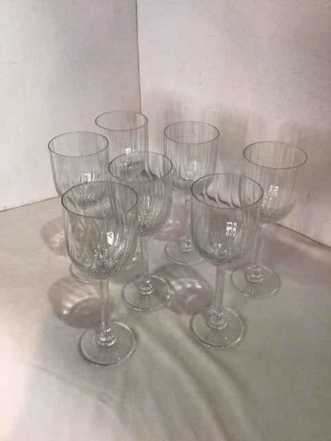 Set of 7 Crystal Swirl Glasses