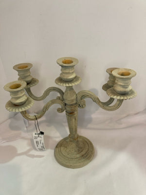 Vintage Cream Iron 4 Arm Candelabra