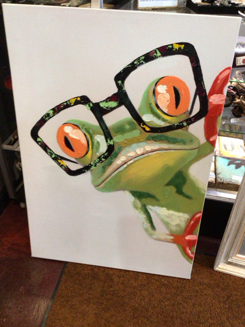 Blue/Green Frog Stretch Canvas Art