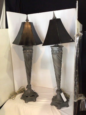 Gray Resin Pair Lamp Set