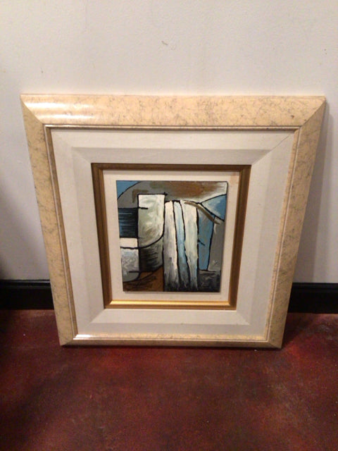 Modern White/Blue Faces Framed Art