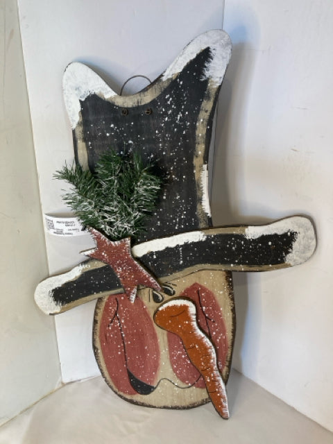 Christmas Black/White Wood Snowman Holiday Item