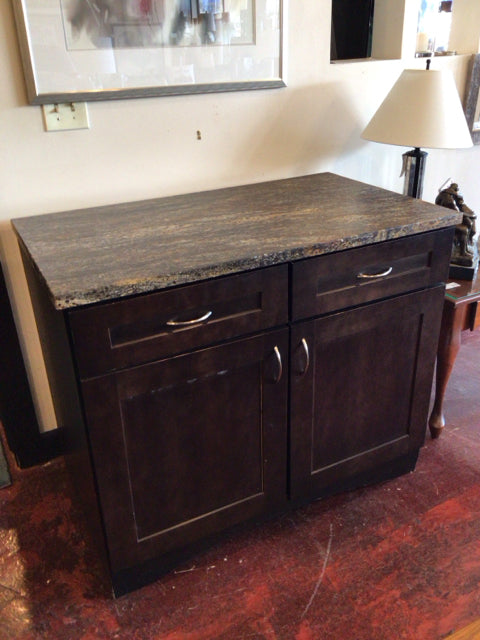 Black Marble Top 2 Drawers Cabinet