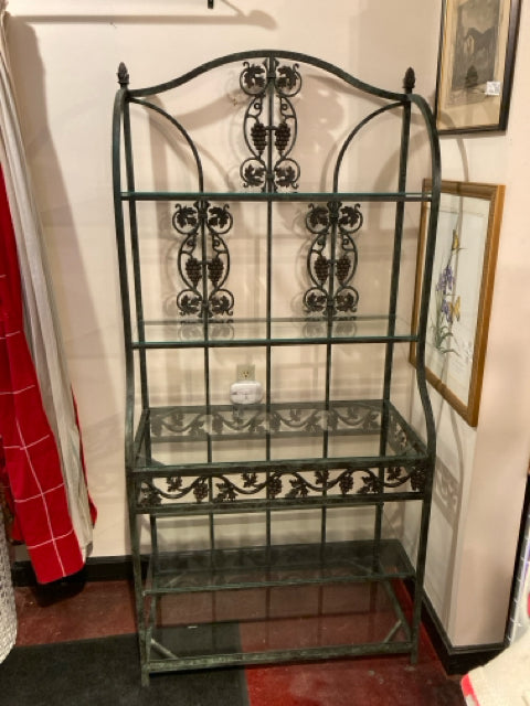 Metal Grapes Green Baker's Rack