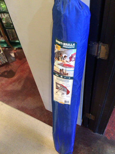 Beach Blue Nylon Adjustable Outdoor Umbrella