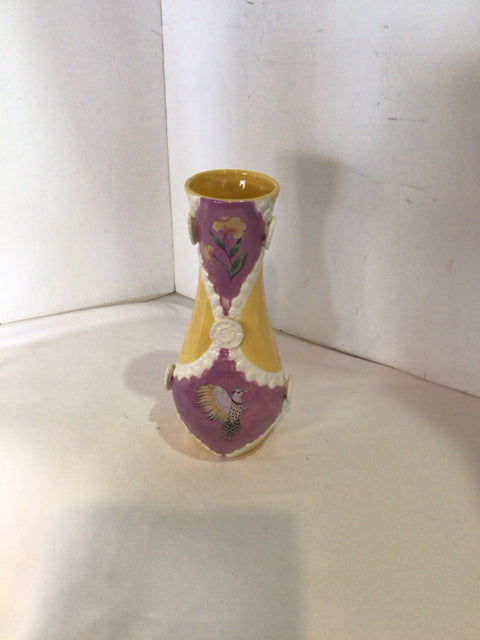 Anthropologie Yellow/Purple Ceramic Vase