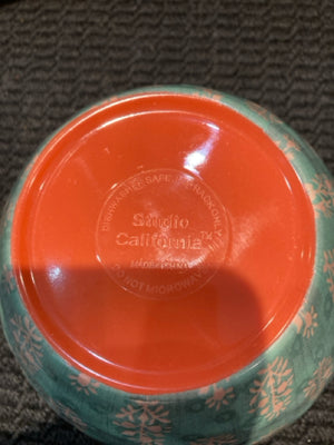Studio California Set of 4 Aqua/Orange Melamine Floral Bowl Set
