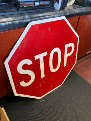 Vintage Stop Red/White Metal Octagon Sign