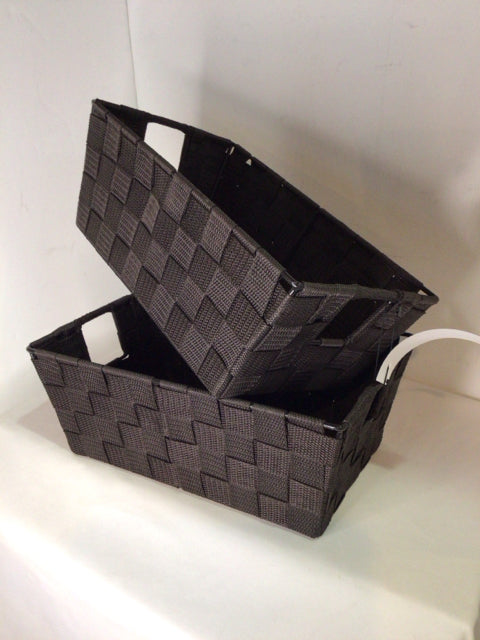 Set of 2 Black Woven Basket