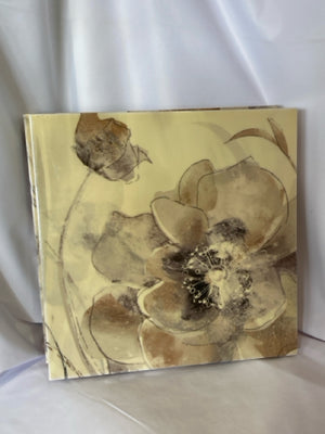 Pair Yellow/Gray Lacquered Floral Stretched canvas