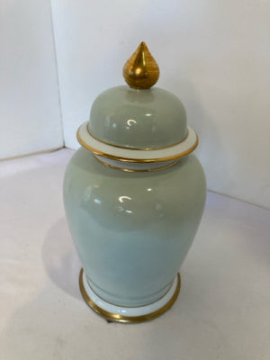 Lidded Blue/Gold Ceramic Jar