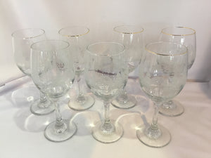 Wine Glass Clear/White Glass Snow Set of 7 Holiday Item