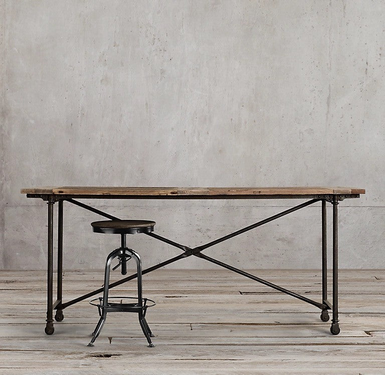 Restoration Hrd. Dining Wood/Iron Farm Brown/black Table