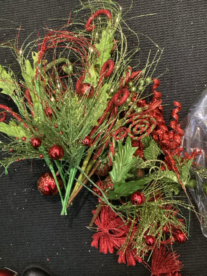 Christmas Green & Red Sparkle Set of 20 Holiday Item